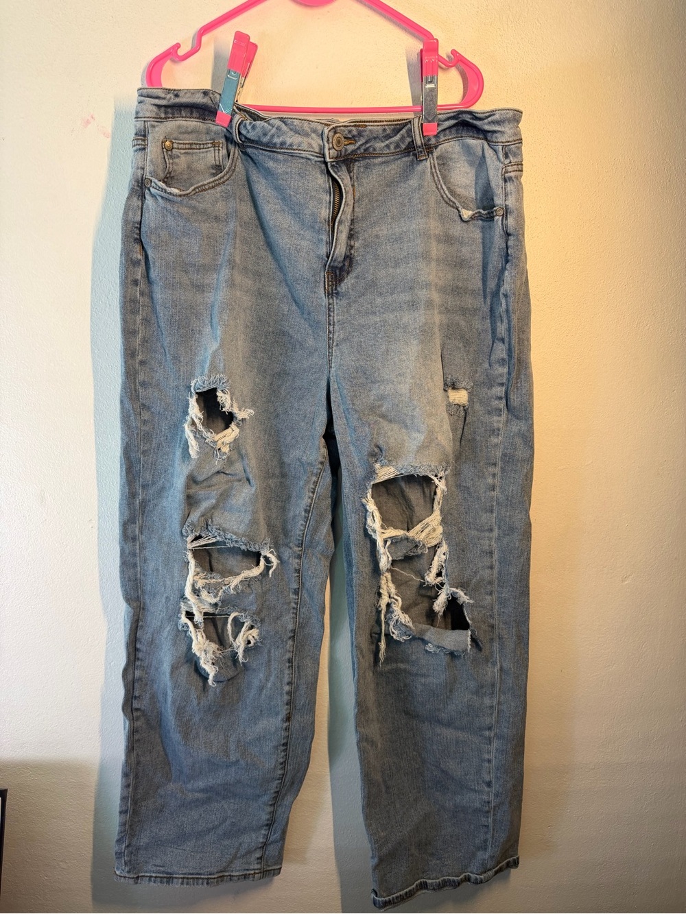 Eloquii Light Blue Distressed Boyfriend Jeans